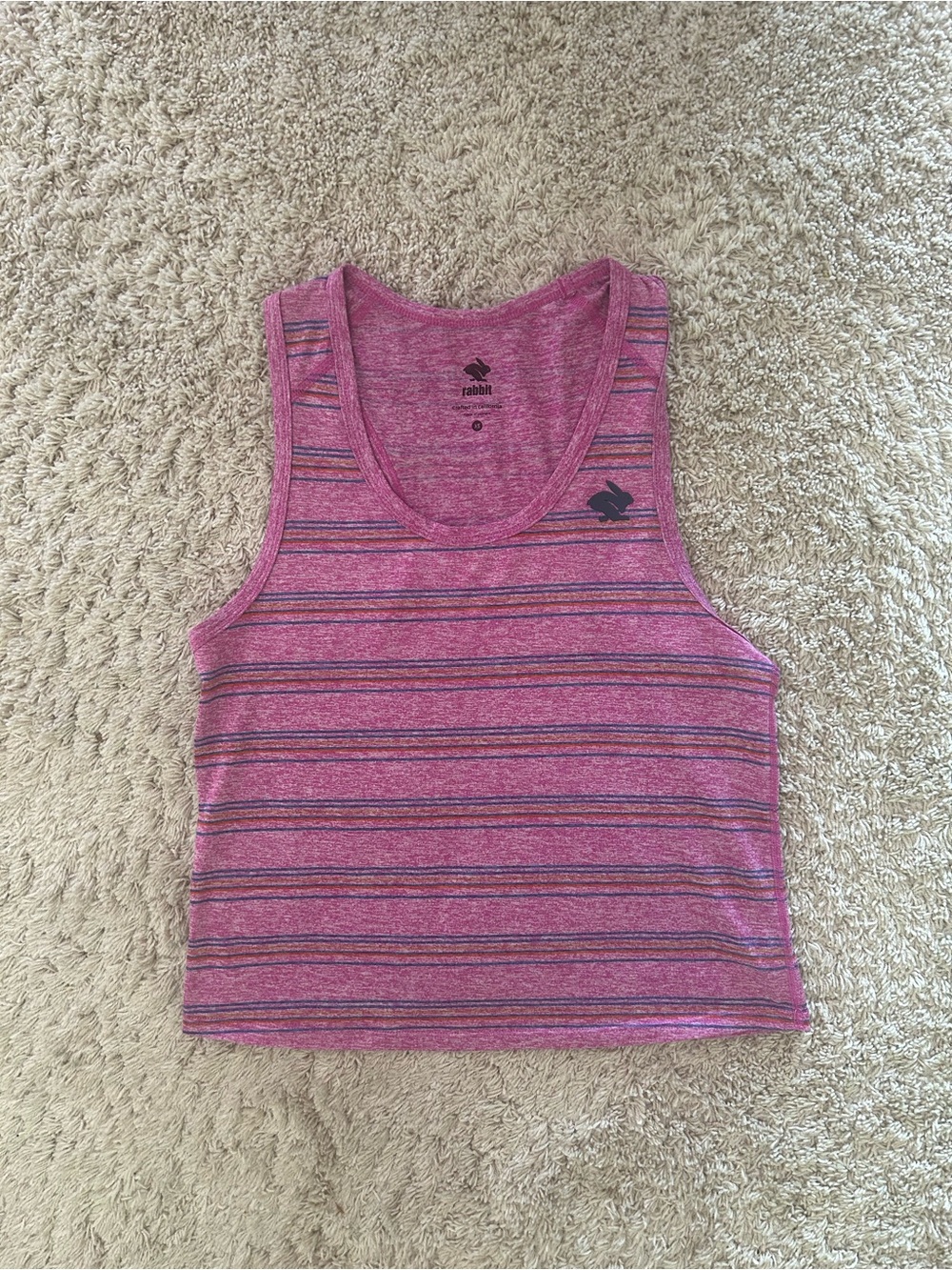 Rabbit EZ Cropped Tank, Pink Striped XS - Picture 3 of 8